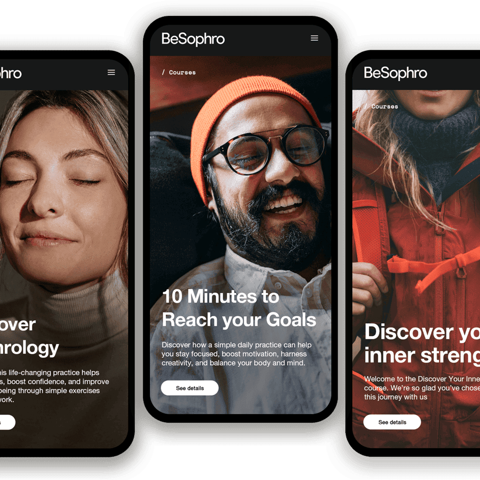The BeSophro App screens