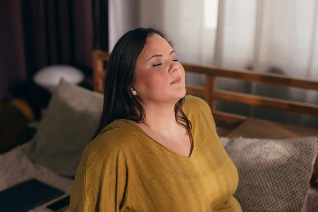 A woman after practising Sophrology